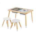 Table sensorielle Costway avec 2 tabourets, plateaux double face détachables et 2 bacs de rangement