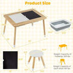 Table sensorielle Costway avec 2 tabourets, plateaux double face détachables et 2 bacs de rangement