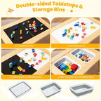 Table sensorielle Costway avec 2 tabourets, plateaux double face détachables et 2 bacs de rangement
