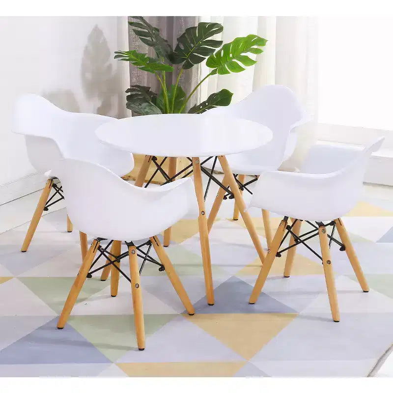 Costway Table et 4 chaises pour enfants Construction Solide Ensemble de 5 pièces Table à manger Enfant Blanc