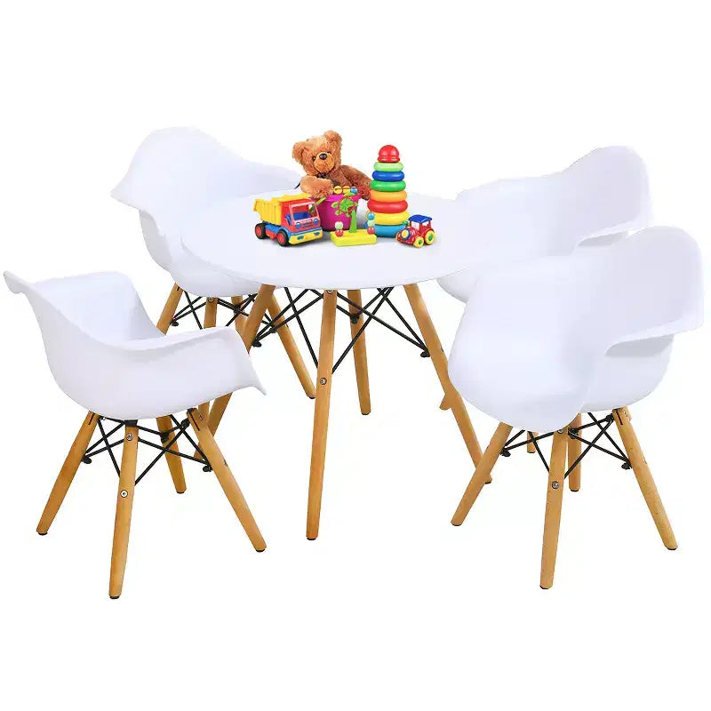 Costway Table et 4 chaises pour enfants Construction Solide Ensemble de 5 pièces Table à manger Enfant Blanc