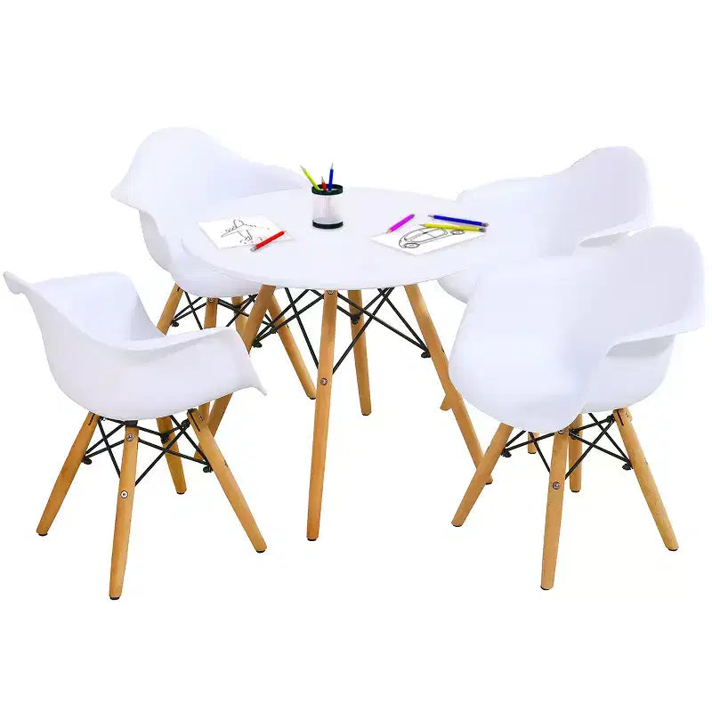 Costway Table et 4 chaises pour enfants Construction Solide Ensemble de 5 pièces Table à manger Enfant Blanc
