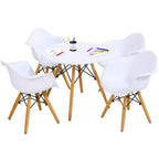 Costway Table et 4 chaises pour enfants Construction Solide Ensemble de 5 pièces Table à manger Enfant Blanc