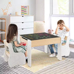 Table et 2 chaises pour enfants Costway 4 en 1 en bois avec rangement et tableau noir amovible