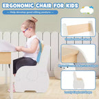 Table et 2 chaises pour enfants Costway 4 en 1 en bois avec rangement et tableau noir amovible