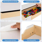 Table et 2 chaises pour enfants Costway 4 en 1 en bois avec rangement et tableau noir amovible
