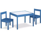 Ensemble table et deux chaises Gibson 3 pièces pour enfants avec surface effaçable à sec, bleu foncé