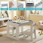 Ensemble table et 2 chaises multifonctions pour enfants Costway avec plateau double face amovible gris + blanc/naturel + blanc