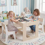 Ensemble table et 2 chaises multifonctions pour enfants Costway avec plateau double face amovible gris + blanc/naturel + blanc