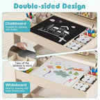 Ensemble table et 2 chaises multifonctions pour enfants Costway avec plateau double face amovible gris + blanc/naturel + blanc