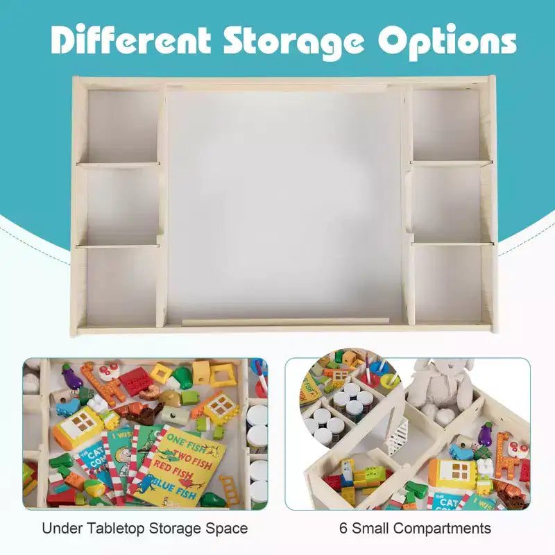 Ensemble table et 2 chaises multifonctions pour enfants Costway avec plateau double face amovible gris + blanc/naturel + blanc
