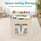 Ensemble table et 2 chaises multifonctions pour enfants Costway avec plateau double face amovible gris + blanc/naturel + blanc