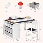 Table d'art pour enfants et 2 chaises, bureau de rangement en bois pour tout-petits avec bacs de rangement, bureau de dessin, table d'activité et d'étude pour enfants, activités, artisanat