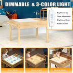 GDLF Table lumineuse pour enfants, table d'activités 3 en 1 avec rangement, sensorielle LED, table de construction de briques et d'art pour les 3 ans et plus