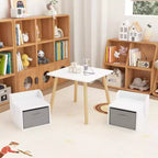 Ensemble table et 2 chaises pour enfants avec bacs de rangement, table d'activités 3 pièces pour tout-petits pour les travaux manuels, la lecture et les jeux, blanc et naturel