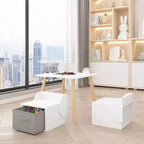 Ensemble table et 2 chaises pour enfants avec bacs de rangement, table d'activités 3 pièces pour tout-petits pour les travaux manuels, la lecture et les jeux, blanc et naturel