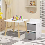 Ensemble table et 2 chaises pour enfants avec bacs de rangement, table d'activités 3 pièces pour tout-petits pour les travaux manuels, la lecture et les jeux, blanc et naturel