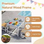 Ensemble de table et de chaises de patio Karl Home 5 pièces en bois de peuplier massif pour enfants