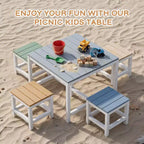 Ensemble de table et de chaises de patio Karl Home 5 pièces en bois de peuplier massif pour enfants