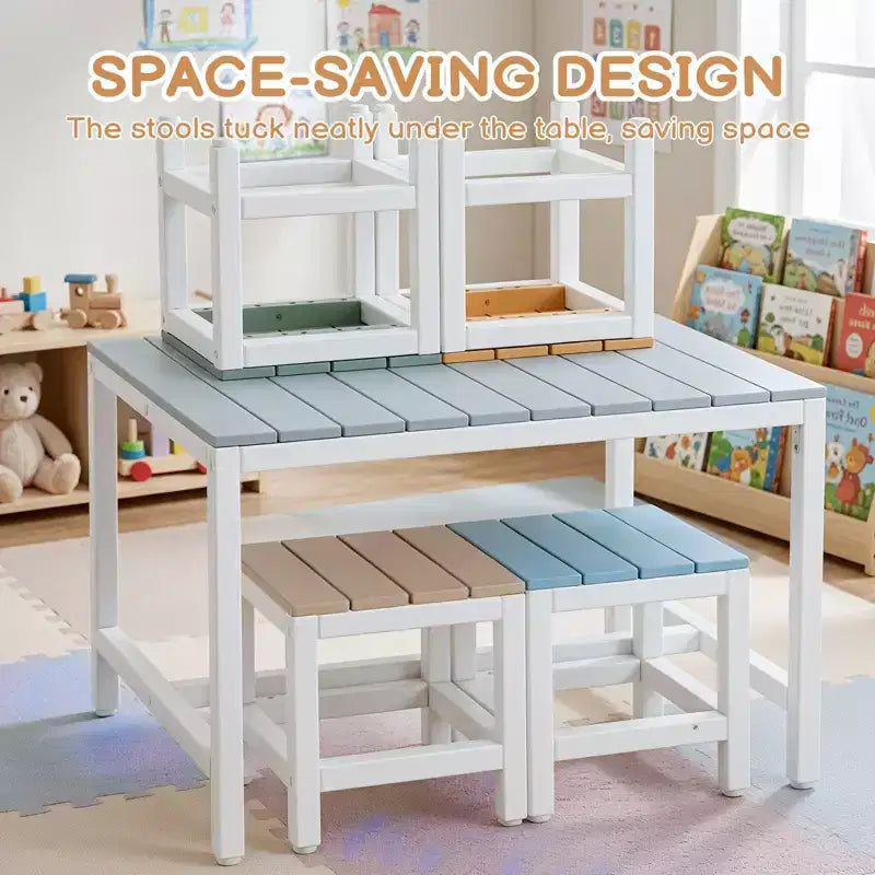 Ensemble de table et de chaises de patio Karl Home 5 pièces en bois de peuplier massif pour enfants