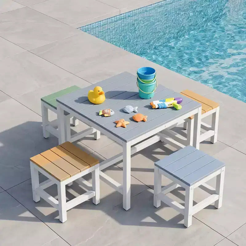 Ensemble de table et de chaises de patio Karl Home 5 pièces en bois de peuplier massif pour enfants