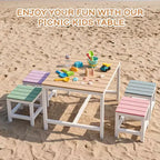 Ensemble de table et de chaises de patio Karl Home 5 pièces en bois de peuplier massif pour enfants
