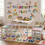 Ensemble de table et de chaises de patio Karl Home 5 pièces en bois de peuplier massif pour enfants