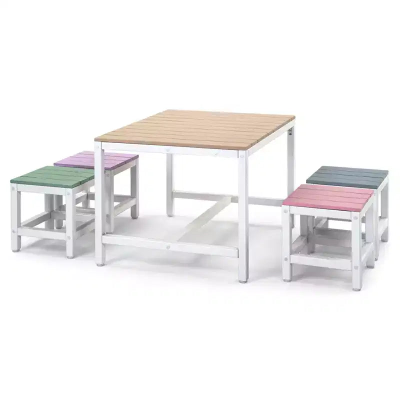Karl Home 5-Piece Kids Solid Poplar Wood Kids Table Set Patio Table & Chair Set