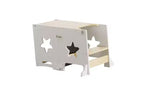 Tabouret de cuisine 3-en-1 pour enfant, tour d'apprentissage pliable avec tableau noir, table et chaise convertibles pour enfants, tabouret d'aide en bois, blanc
