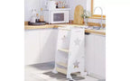 Tabouret de cuisine 3-en-1 pour enfant, tour d'apprentissage pliable avec tableau noir, table et chaise convertibles pour enfants, tabouret d'aide en bois, blanc