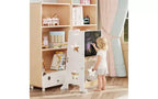 Tabouret de cuisine 3-en-1 pour enfant, tour d'apprentissage pliable avec tableau noir, table et chaise convertibles pour enfants, tabouret d'aide en bois, blanc