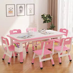 Ensemble table et 6 chaises réglables en hauteur pour enfants, plateau de table graffiti, pieds antidérapants, boîte de rangement, table d'activités pour tout-petits de 2 à 10 ans, maison, crèche