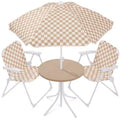 Best Choice Products Kids Outdoor Table and Chair Set with Umbrella, 3-Piece Foldable Toddler Picnic Set Ages 2-5 - Tan