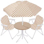 Best Choice Products Kids Outdoor Table and Chair Set with Umbrella, 3-Piece Foldable Toddler Picnic Set Ages 2-5 - Tan