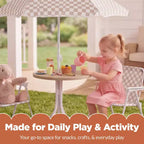 Table et chaises de jardin pour enfants Best Choice Products avec parasol, ensemble de pique-nique pliable 3 pièces pour tout-petits de 2 à 5 ans - Beige