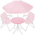 Best Choice Products Kids Outdoor Table and Chair Set with Umbrella, 3-Piece Foldable Toddler Picnic Set Ages 2-5 - Pink