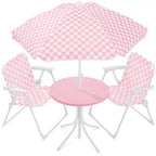 Best Choice Products Kids Outdoor Table and Chair Set with Umbrella, 3-Piece Foldable Toddler Picnic Set Ages 2-5 - Pink
