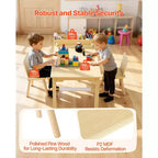 Table et chaise d'art pour enfants VEVOR, table d'artisanat pour tout-petits avec armoire de rangement à 3 niveaux, bureau d'activités en bois pour enfants avec 2 chaises, bois clair