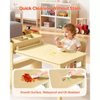 Table et chaise d'art pour enfants VEVOR, table d'artisanat pour tout-petits avec armoire de rangement à 3 niveaux, bureau d'activités en bois pour enfants avec 2 chaises, bois clair