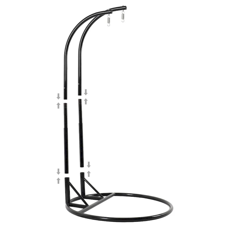 Fauteuil Suspendu Ovoïde avec Support Métallique, Cadre en Osier et Coussin – Beige / Bleu Anthracite / Blanc / Bleu / Blanc Antique / Marron / Toile, 2 Places