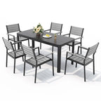 Ensemble de salle à manger extérieur 5/7 pièces en aluminium avec chaises empilables et table extensible