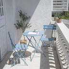 Ensemble bistrot pliant en métal 3 pièces, salon de conversation intérieur/extérieur résistant aux intempéries pour patio, cour, jardin