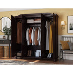Palace Imports Kyle Armoire 4 portes 100 % en bois massif avec portes en bois massif ou portes miroir