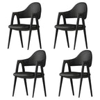 Chaise de salle à manger moderne en cuir à dossier ouvert et incurvé avec accoudoirs