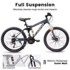 VTT Okak 26 pouces avec freins à disque, vélo adulte 21 vitesses avec cadre durable et double amortissement arrière, vélo pour le cyclisme sur route en ville