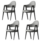 Chaise de salle à manger moderne en cuir à dossier ouvert et incurvé avec accoudoirs
