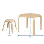 Ensemble table et tabourets ronds en bois courbé ECR4Kids, mobilier pour enfants, 5 pièces