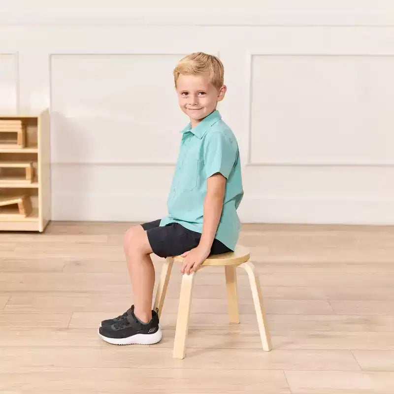 Ensemble table et tabourets ronds en bois courbé ECR4Kids, mobilier pour enfants, 5 pièces