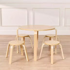 Ensemble table et tabourets ronds en bois courbé ECR4Kids, mobilier pour enfants, 5 pièces
