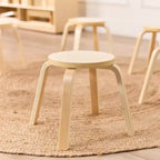 Ensemble table et tabourets ronds en bois courbé ECR4Kids, mobilier pour enfants, 5 pièces